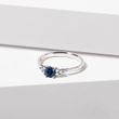 WHITE GOLD RING WITH SAPPHIRE AND SIX DIAMONDS - SAPPHIRE RINGS - RINGS