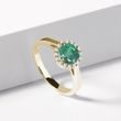 EMERALD RING WITH DIAMONDS IN YELLOW GOLD - EMERALD RINGS - RINGS