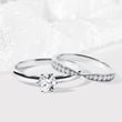 DIAMOND ENGAGEMENT RING SET MADE OF WHITE GOLD - ENGAGEMENT AND WEDDING MATCHING SETS - ENGAGEMENT RINGS