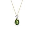 DIAMOND AND MOLDAVITE NECKLACE IN YELLOW GOLD - MOLDAVITE NECKLACES - NECKLACES