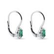 OVAL EMERALD AND DIAMOND WHITE GOLD HALO EARRINGS - EMERALD EARRINGS - EARRINGS