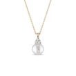 FRESHWATER PEARL AND DIAMOND YELLOW GOLD NECKLACE - PEARL PENDANTS - PEARL JEWELRY