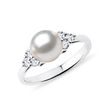 AKOYA PEARL RING WITH DIAMONDS IN WHITE GOLD - PEARL RINGS - PEARL JEWELRY