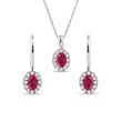 HALO JEWELRY SET WITH RUBIES AND DIAMONDS IN WHITE GOLD - JEWELRY SETS - FINE JEWELRY