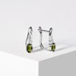 WHITE GOLD EARRINGS WITH MOLDAVITE AND DIAMONDS - MOLDAVITE EARRINGS - EARRINGS