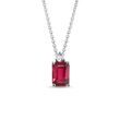 EMERALD CUT RUBY AND DIAMOND NECKLACE IN WHITE GOLD - RUBY NECKLACES - NECKLACES