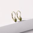 BOUCLES D'OREILLES EN OR JAUNE AVEC MOLDAVITES ET DIAMANTS - BOUCLES D'OREILLES EN MOLDAVITE - BOUCLES D'OREILLES