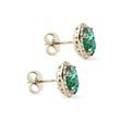 EMERALD AND DIAMOND GOLD OVAL EARRINGS - EMERALD EARRINGS - EARRINGS