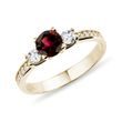 GELBGOLDENER RING MIT GRANAT UND WEISSEN DIAMANTEN - RINGE GRANAT - RINGE