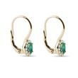 OVAL EMERALD AND DIAMOND GOLD HALO EARRINGS - EMERALD EARRINGS - EARRINGS