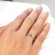 RING WITH DIAMONDS AND A GREEN EMERALD IN YELLOW GOLD - EMERALD RINGS - RINGS