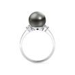 TAHITIAN PEARL RING WITH DIAMONDS IN WHITE GOLD - PEARL RINGS - PEARL JEWELRY