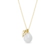 WHITE MOONSTONE AND LEAF NECKLACE IN YELLOW GOLD - SEASONS COLLECTION - KLENOTA COLLECTIONS