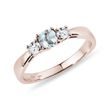 RING WITH AQUAMARINE AND DIAMONDS IN PINK GOLD - AQUAMARINE RINGS - RINGS