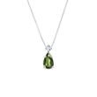 MOLDAVITE AND DIAMOND PENDANT IN WHITE GOLD - MOLDAVITE NECKLACES - NECKLACES