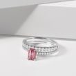 BAGUE EN OR BLANC AVEC DIAMANTS ET TOURMALINE - BAGUES EN TOURMALINE - BAGUES