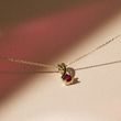 GARNET DOUBLE RIBBON GOLD NECKLACE - GARNET NECKLACES - NECKLACES