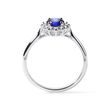 ROUND SAPPHIRE AND DIAMOND RING IN WHITE GOLD - SAPPHIRE RINGS - RINGS