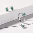 EMERALD WHITE GOLD EARRINGS AND PENDANT SET - JEWELRY SETS - FINE JEWELRY