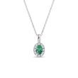 EMERALD AND DIAMOND WHITE GOLD HALO NECKLACE - EMERALD NECKLACES - NECKLACES