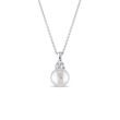 FRESHWATER PEARL AND DIAMOND WHITE GOLD NECKLACE - PEARL PENDANTS - PEARL JEWELRY