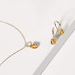 OVAL CITRINE AND DIAMOND GOLD NECKLACE - CITRINE NECKLACES - NECKLACES