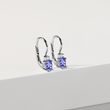 OVAL TANZANITE AND DIAMOND EARRINGS IN WHITE GOLD - TANZANITE EARRINGS - EARRINGS
