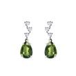 EARRINGS WITH BRILLIANTS AND MOLDAVITES IN WHITE GOLD - MOLDAVITE EARRINGS - EARRINGS