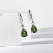 EARRINGS WITH MOLDAVITE AND BRILLIANTS IN WHITE GOLD - MOLDAVITE EARRINGS - EARRINGS