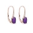 AMETHYST AND DIAMOND EARRINGS IN ROSE GOLD - AMETHYST EARRINGS - EARRINGS