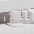 BOUCLES D'OREILLES D'OR ROSE AVEC DIAMANTS ET PERLES AKOYA - BOUCLES D'OREILLES EN PERLES - PERLES