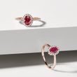 RUBY ​​RING WITH DIAMONDS IN ROSE GOLD - RUBY RINGS - RINGS