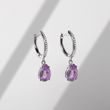 AMETHYST AND DIAMOND EARRINGS IN WHITE GOLD - AMETHYST EARRINGS - EARRINGS