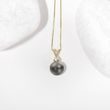 TAHITIAN PEARL AND DIAMOND GOLD NECKLACE - PEARL PENDANTS - PEARL JEWELRY