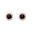 DIAMOND EARRINGS WITH GARNETS IN YELLOW GOLD - GARNET EARRINGS - EARRINGS