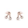 BOUCLES D'OREILLES CERISES EN OR ROSE 14CT - BOUCLES D'OREILLES EN DIAMANT - BOUCLES D'OREILLES