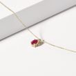 RUBY AND BEZEL DIAMOND GOLD NECKLACE - RUBY NECKLACES - NECKLACES