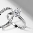 SET OF WEDDING RINGS WITH DIAMONDS IN WHITE GOLD - ENGAGEMENT AND WEDDING MATCHING SETS - ENGAGEMENT RINGS