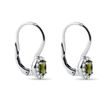 BOUCLES D'OREILLES OR BLANC AVEC MOLDAVITE OVALE ET DIAMANTS - BOUCLES D'OREILLES EN MOLDAVITE - BOUCLES D'OREILLES