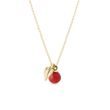CORAL AND SMALL LEAF NECKLACE IN YELLOW GOLD - SEASONS COLLECTION - KLENOTA COLLECTIONS