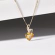 CITRINE AND DIAMOND HEART NECKLACE IN GOLD - CITRINE NECKLACES - NECKLACES