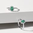 OVAL EMERALD AND DIAMOND RING IN WHITE GOLD - EMERALD RINGS - RINGS