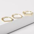 GOLD FLAT TOP PINKY RING WITH A ROW OF DIAMONDS - DIAMOND RINGS - RINGS