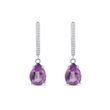 AMETHYST AND DIAMOND EARRINGS IN WHITE GOLD - AMETHYST EARRINGS - EARRINGS