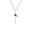 BLUE SAPPHIRE CROSS PENDANT IN WHITE GOLD - SAPPHIRE NECKLACES - NECKLACES