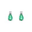 EMERALD AND DIAMOND 14K WHITE GOLD EARRINGS - EMERALD EARRINGS - EARRINGS