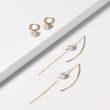 HOOP EARRINGS WITH PEARLS IN YELLOW GOLD - PEARL EARRINGS - PEARL JEWELRY