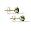 PUCES D'OREILLES D'OR BLANC SERTIES DE MOLDAVITES - BOUCLES D'OREILLES EN MOLDAVITE - BOUCLES D'OREILLES