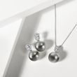 TAHITIAN PEARL AND DIAMOND NECKLACE IN WHITE GOLD - PEARL PENDANTS - PEARL JEWELRY