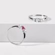 TOURMALINE RING WITH DIAMONDS IN WHITE GOLD - TOURMALINE RINGS - RINGS